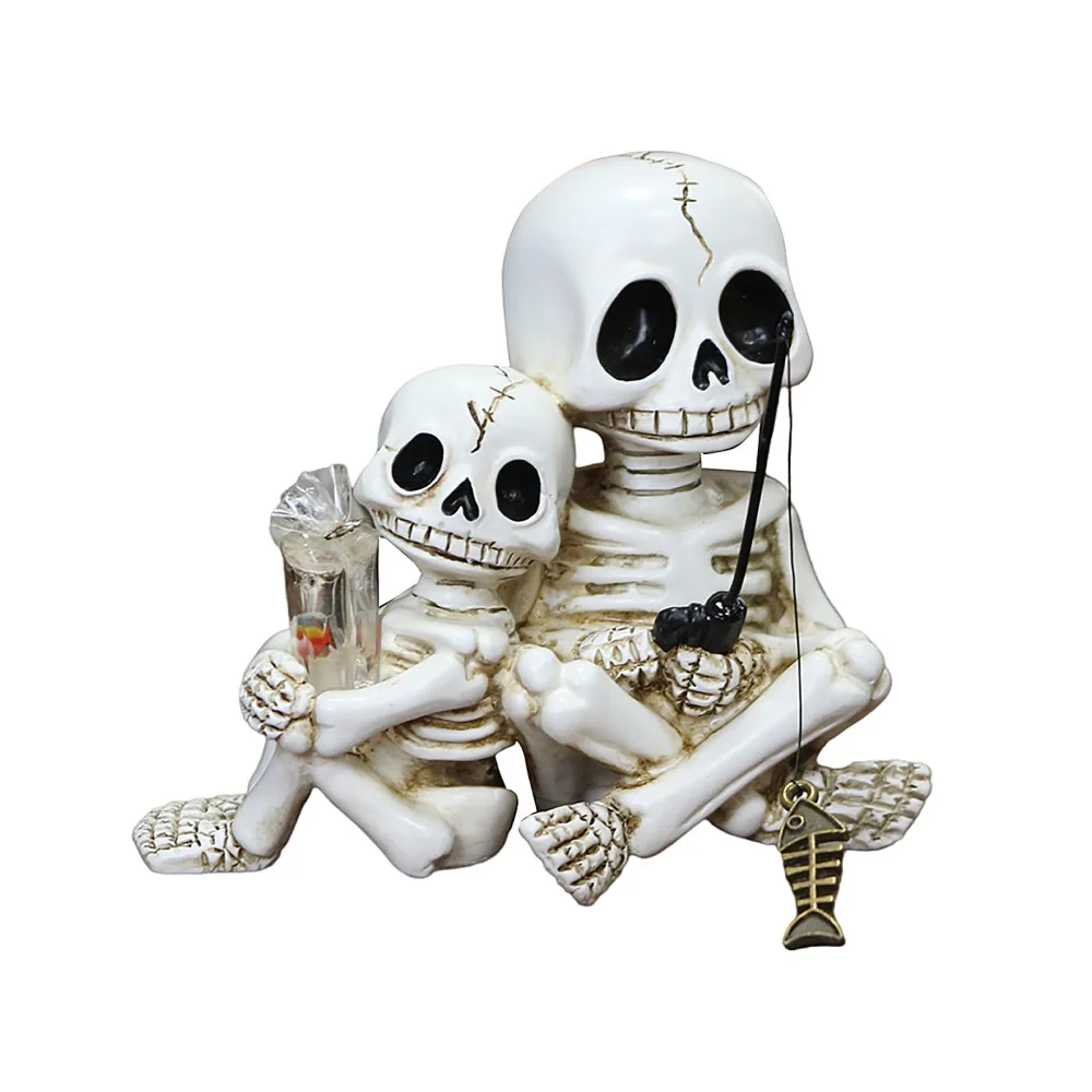 Plant Parent Pot - Patung Tengkorak Orang Tua-Anak untuk Halloween,